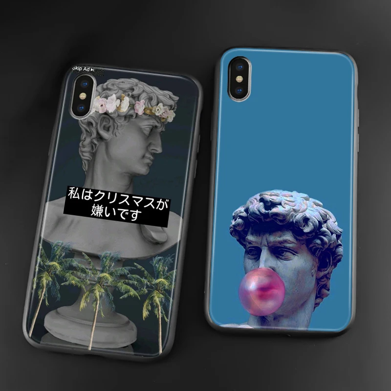 spoof personality statue sculpture funny art soft silicone phone case cover shell for iphone 6 6s 7 8 plus x xr xs 11 pro max free global shipping