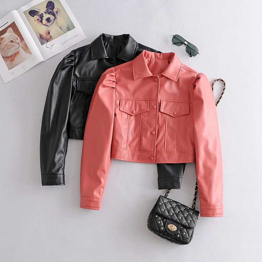 

Brand Pu Leather Jacket Women Fashion Bright Colors Black Motorcycle Coat Short Faux Leather Biker Jacket Soft Jacket Female Hot