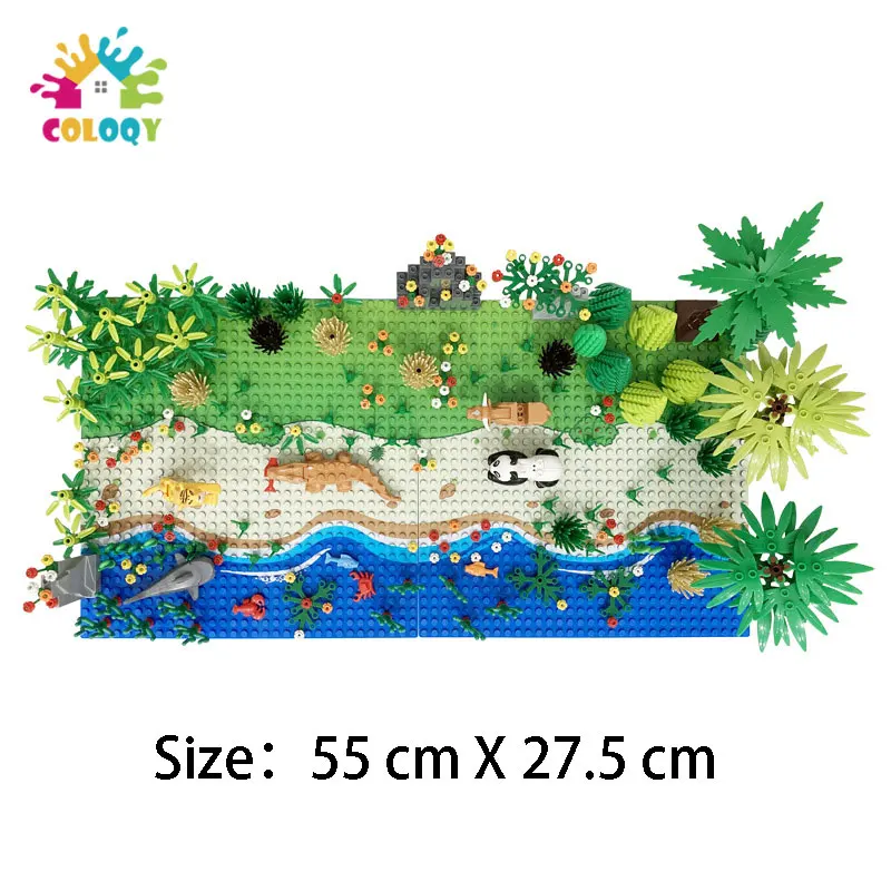 

COLOQY Toys Rain Forest Blocks Rain Animal Jungle Bush Flower Tree Plants Building Blocks Assemble Compatible Brands Baseplate