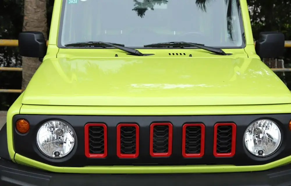 

for Suzuki Jimny 2019 2020 Racing Grills Cover Trim Car External Accessories Car Styling ABS Red Chrome Carbon Fiber 6pcs/1set