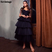 sevintage sweetheart tiered tulle prom dresses a line ankle length formal prom gowns tie spaghetti straps wedding party gowns
