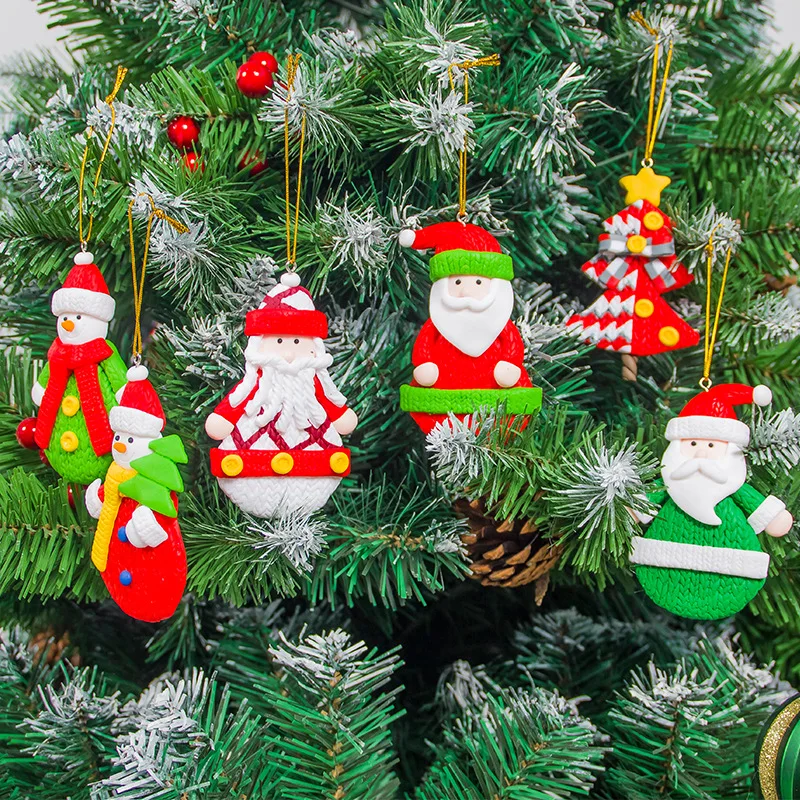 

Colored Clay Santa Claus Pendants Christmas Ornaments Creative Christmas Tree Decorations Kids Toys Xmas Gift Navidad 2021