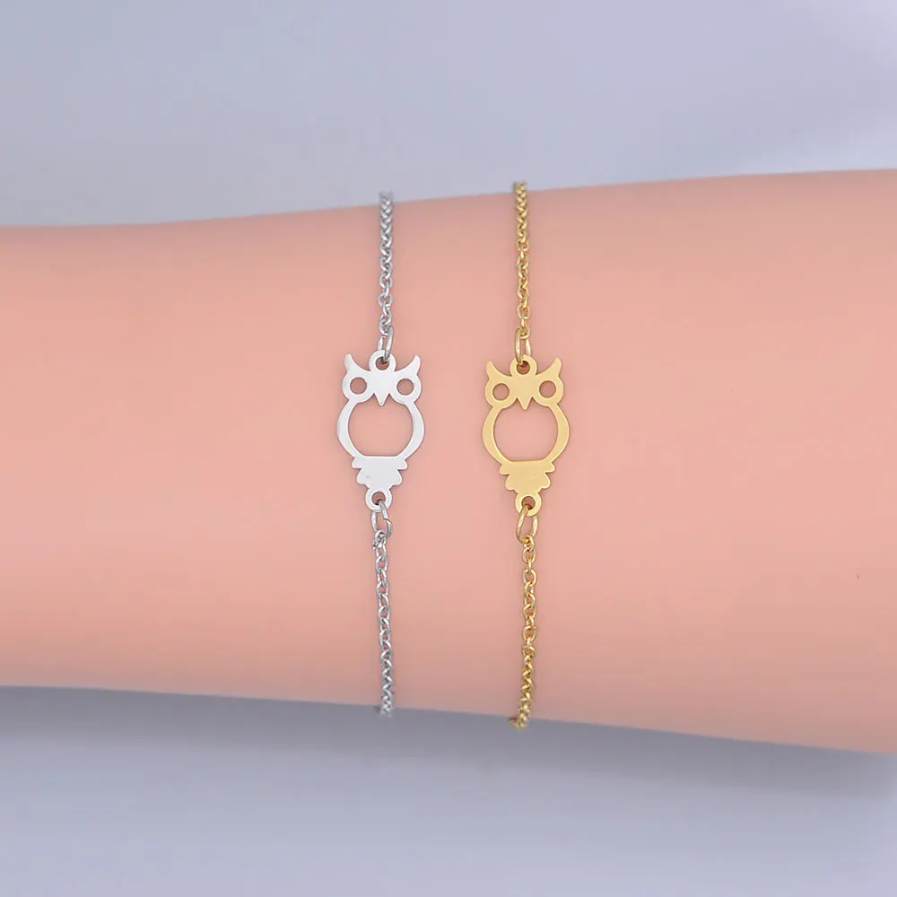 100% изящный браслет из нержавеющей стали с подвеской в виде Ночной Совы для женщин