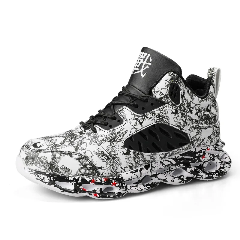 

Мужские кроссовки с высоким верхом и граффити, уличная одежда для бега, удобная модная обувь в стиле хип-хоп, на мягкой подошве, на осень