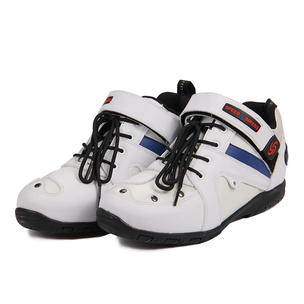 A006-White PRO-BIKER/скоростные ботильоны с защитным механизмом; ботинки в байкерском стиле; обувь в байкерском стиле для езды на мотоцикле; гоночные ботинки для мотокросса; цвет черный, красный, белый - Цвет: A006-White