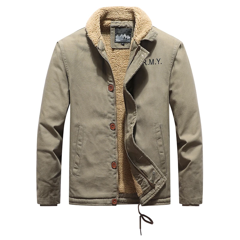 Winter Men's Warm Washed Cotton Jackets Fashion Man Thermal Cotton Coats Casual Outwear Fur Collar Jackets Mens Fleece Clothing