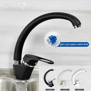 gisha brass kitchen faucets 360 degree swivel kitchen sink black faucet deck mounted single hole handle mixer tap mixer g2004 free global shipping