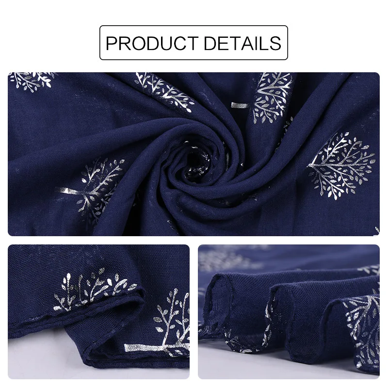 

2020 Fashion women print leaves muslim hijabs solid color voile shawls and wraps head scarf turban femme musulman hijab foulard