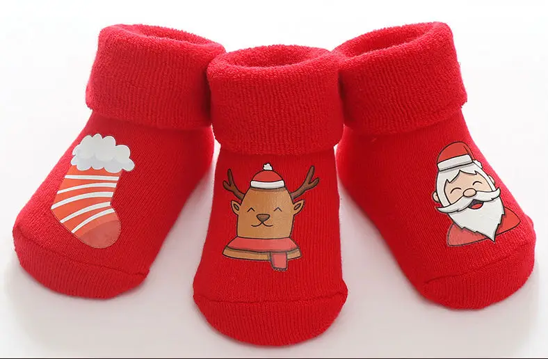 3 pair A Pudcoco/носки для малышей рождественские носки-тапочки для новорожденных мальчиков и девочек Нескользящие носки для малышей лучший подарок для малышей на Рождество - Цвет: 3 pair A