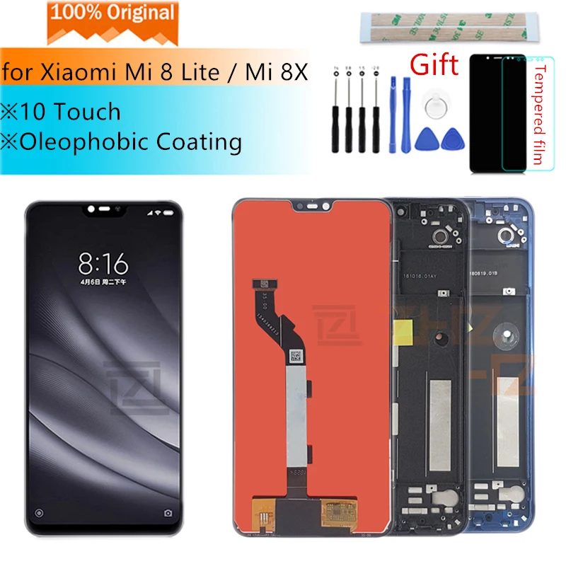 Дисплей для Xiaomi Mi 8 Lite ЖК-дисплей кодирующий преобразователь сенсорного экрана в сборе с рамкой