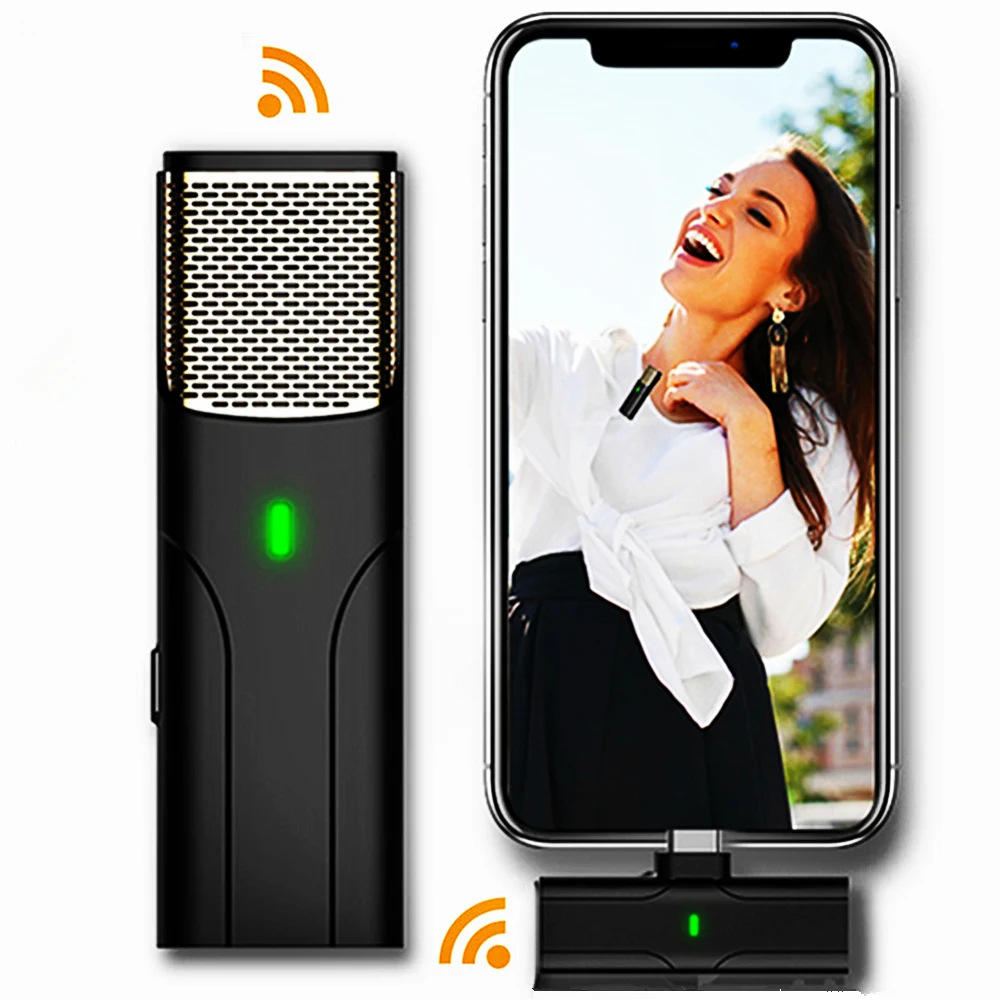 Петличный беспроводной микрофон для iPhone телефонов Android YouTube потоковая трансляция