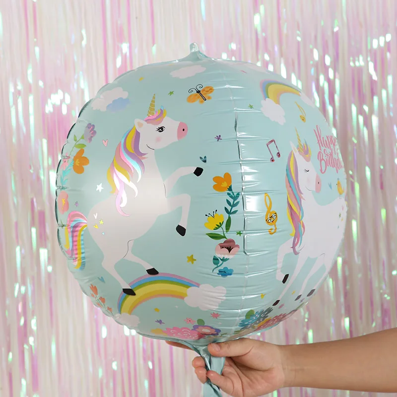unicorn-2-4D-balloon Свадебный фон бахрома занавеска с блестками фольга дождь занавес s Дети День рождения Единорог вечерние украшения детский душ фото будка шторы - Цвет: unicorn-2-4D-balloon