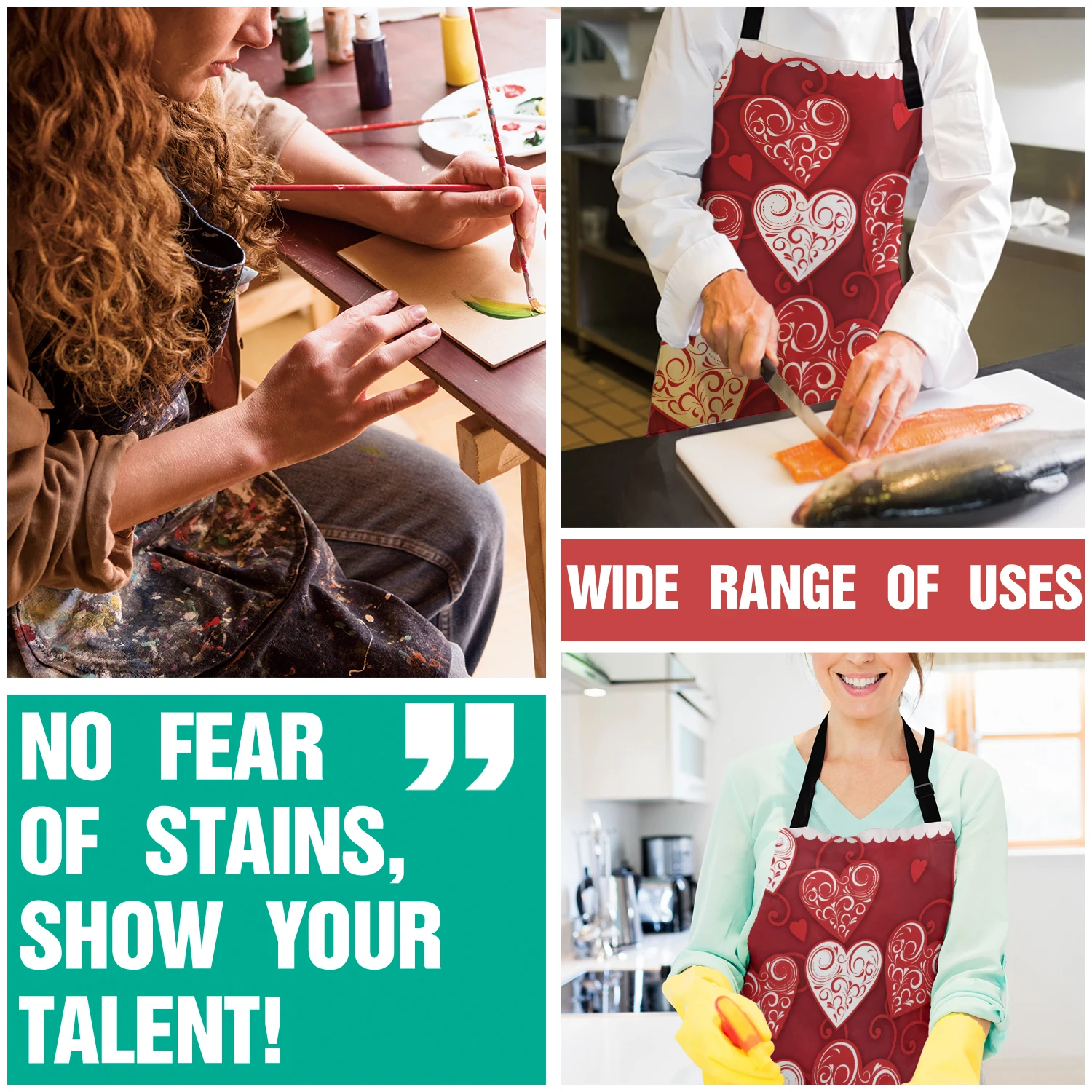 Дизайн сердца на День святого Валентина кухонный фартук для женщины мужчины шеф