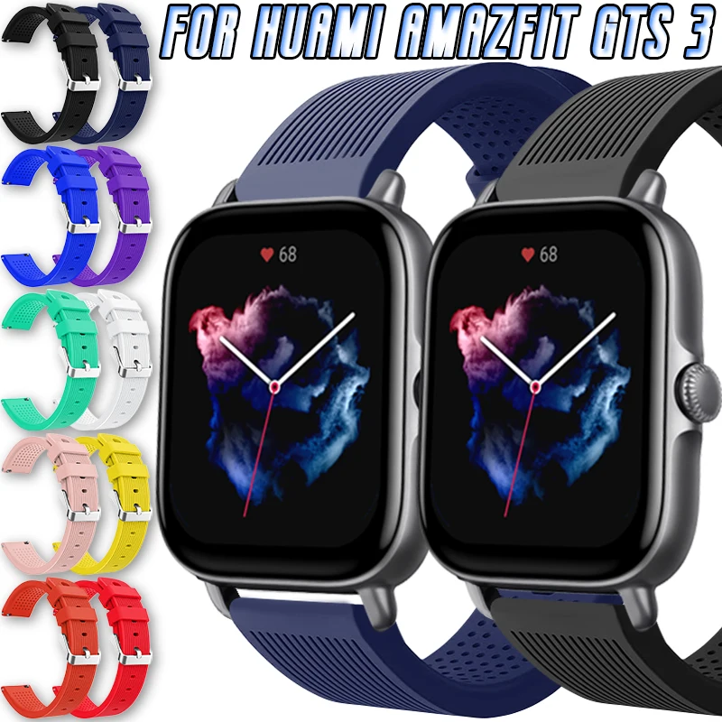 

20mm Strap For Huami Amazfit GTS 3 Smart Watch Silicone Strap Replacement Wristband Stripe Textures Surface Bracelet Accessories