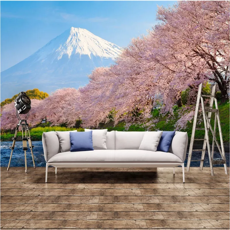 HD 3D фото настенная бумага природа свежий и Красивый японский цвет вишни Fuji Гора