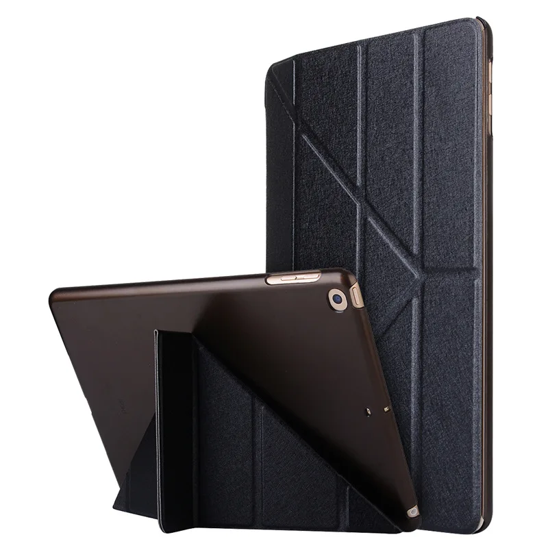 

For iPad 9.7 2017 silk grain deformation multi-fold bracket tablet cover iPad 2018 flip dormancy cover for ipad air 3 case