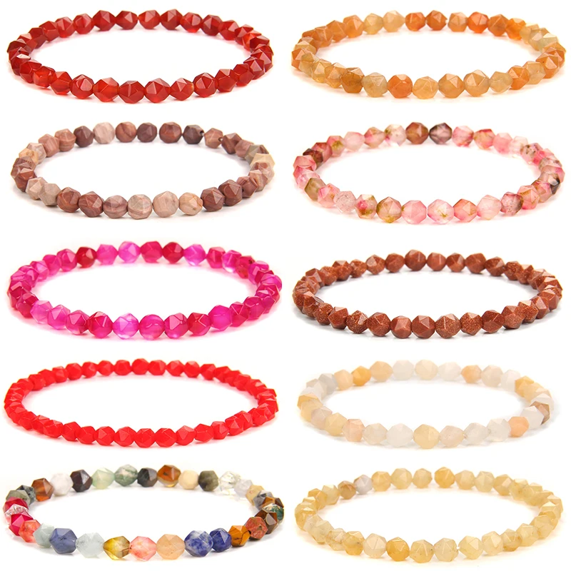 

Chakra Beaded Bracelet Women 6mm Faceted Natural Stone Quartz Beads Bracelets Yoga Healing Agates Elastic Bracelet Jewelry Gifts
