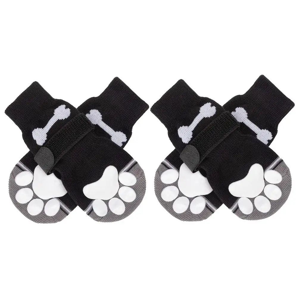

Хлопковые носки для собак, 4 шт., теплые носки для собак, регулируемые носки для защиты лап домашних животных, удобные носки, нескользящие нак...