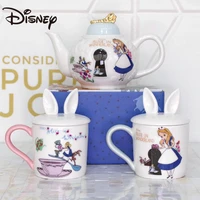 disney mug alice in wonderland gold relief with lid ceramic mug lovers afternoon tea coffee cup exquisite teapot set