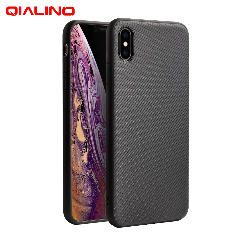 Модный чехол QIALINO из углеродного волокна для Apple iPhone X/XS ультралегкий XR/XS