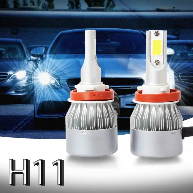 

New 2pcs C6 LED Car Headlight Kit COB H11 36W 7600LM White Light Bulbs
