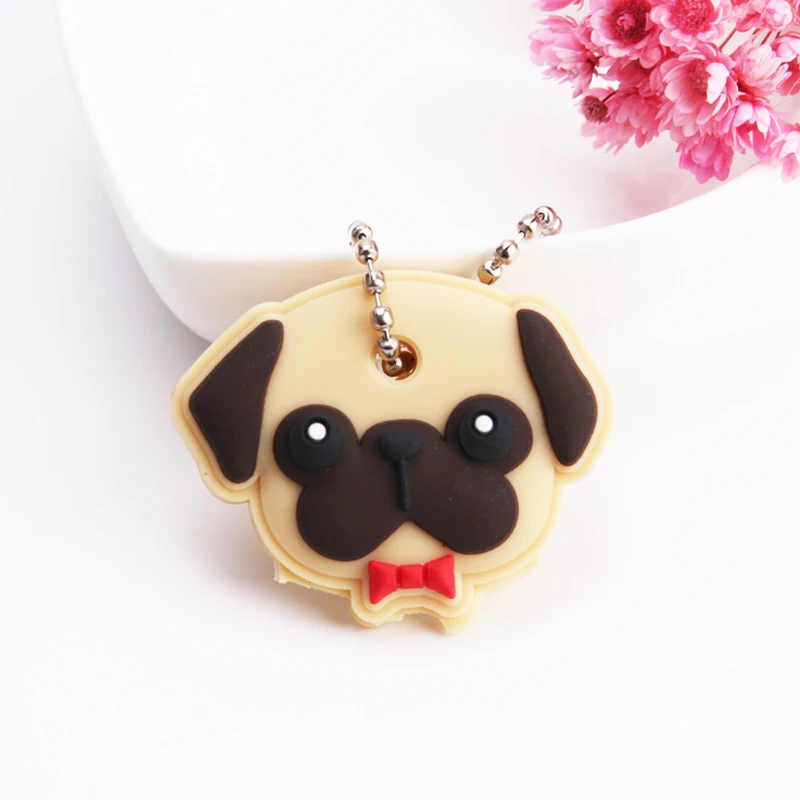 Cartoon Anime Cute Key Cover Cap Silicone Mickey Stitch Bear Keychain Women Gift Owl Porte Clef Minne Key Chain - Цвет: Photo Color35