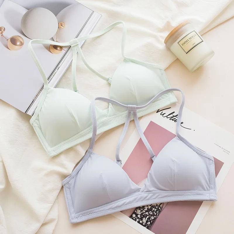 Женский бюстгальтер без косточек Wasteheart бесшовный хлопковый синего и зеленого