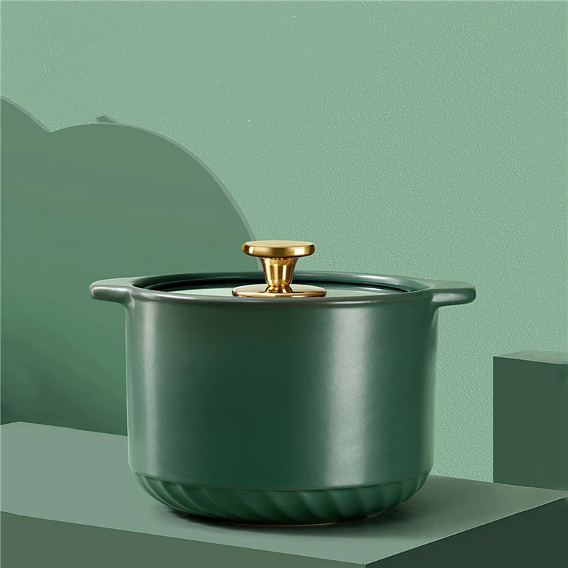 

Ceramic Casserole Nordic Green Pink 2.5/4L Stew Soup Pot Cooking Pan Household Kitchen Supplies Cooking Utensils Saucepan