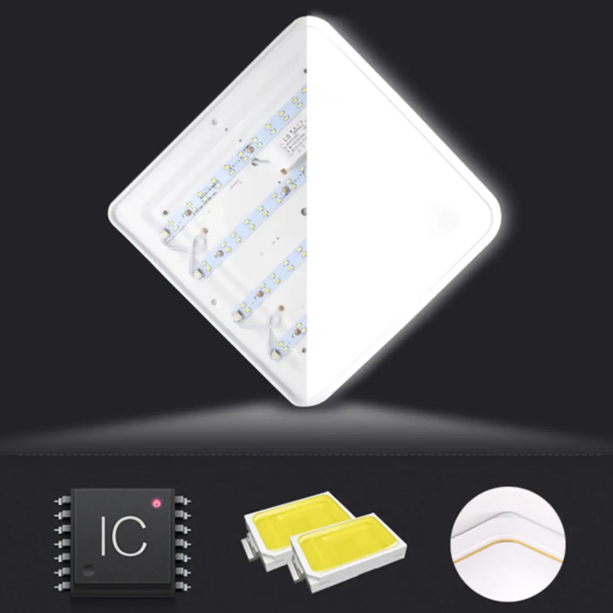 Lámpara de techo LED cuadrada acrílica moderna, accesorio de iluminación para sala de estar, dormitorio, cocina, Panel empotrado de montaje en superficie, 12/18W