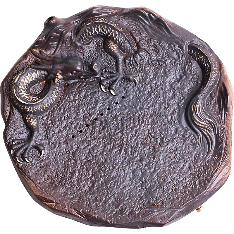 Круглые керамические чайные подносы чайный столик с драконом кунг фу поднос