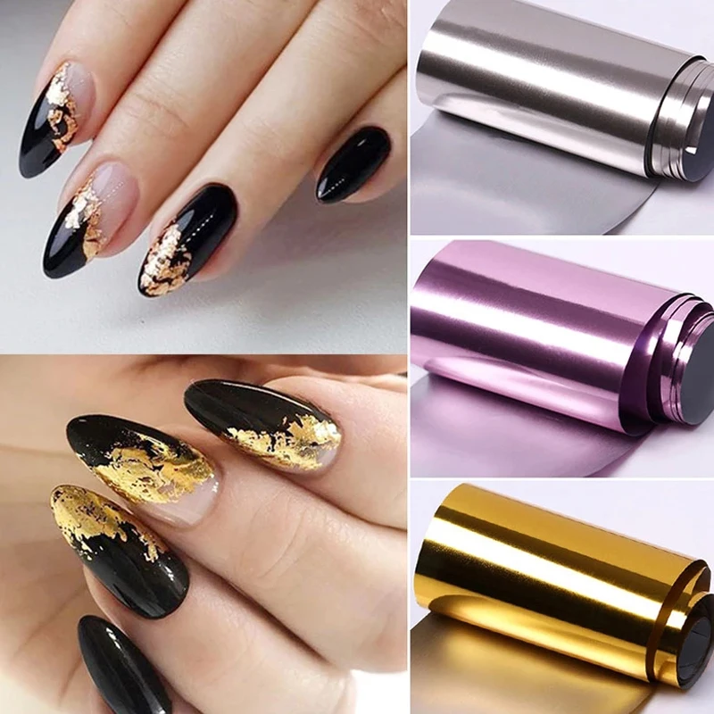 

1 Box Nail Foils Stickers Metal Gold Silver Color Starry Paper Transfer Foil Wraps Adhesive Decals Nail Art Decorations