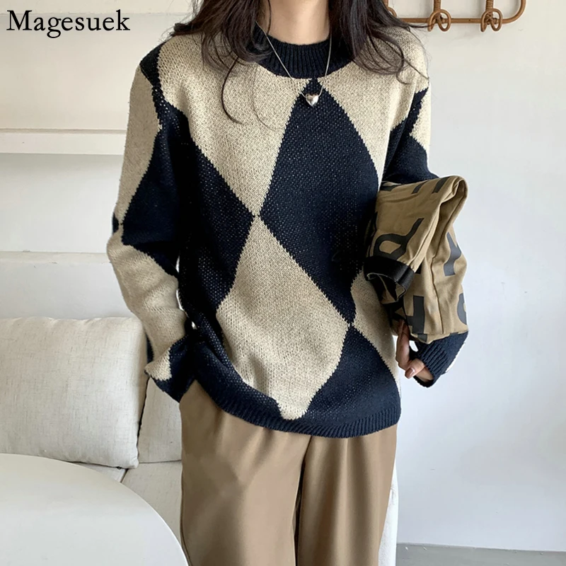 

Пуловер женский вязаный с круглым вырезом, Осень-зима, 17843