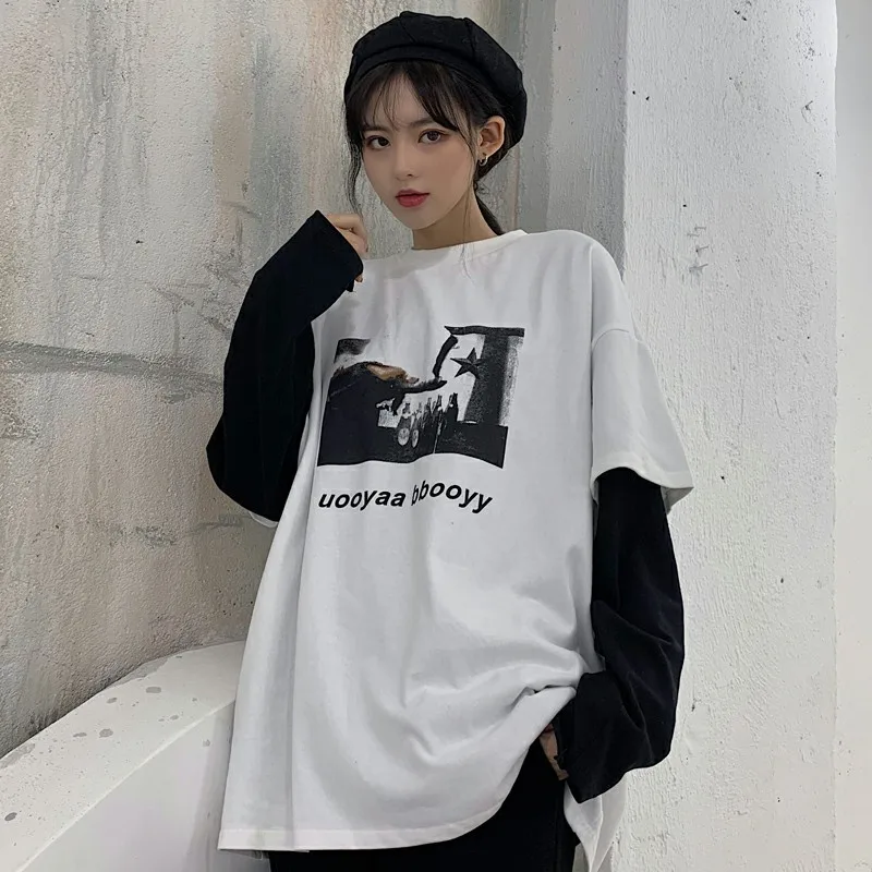 Женская футболка в стиле Харадзюку простая модная свободная мягкая уличная