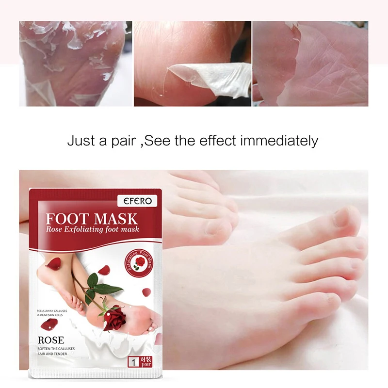 

Efero Rose Voet Masker Sokken Exfoliërende Voor Benen Hakken Verwijderen Dode Huid Pedicure Peeling Ontgiften Voeten Masker