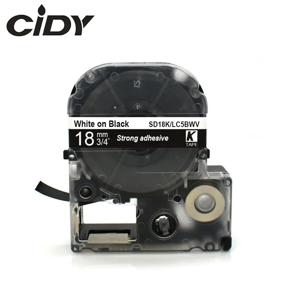 Лента для этикеток CIDY 18 мм белый на черном SD18KW/LC-5BWV лента kingjim/epson LW300 LW400 LC-5BWV9 SR150 |