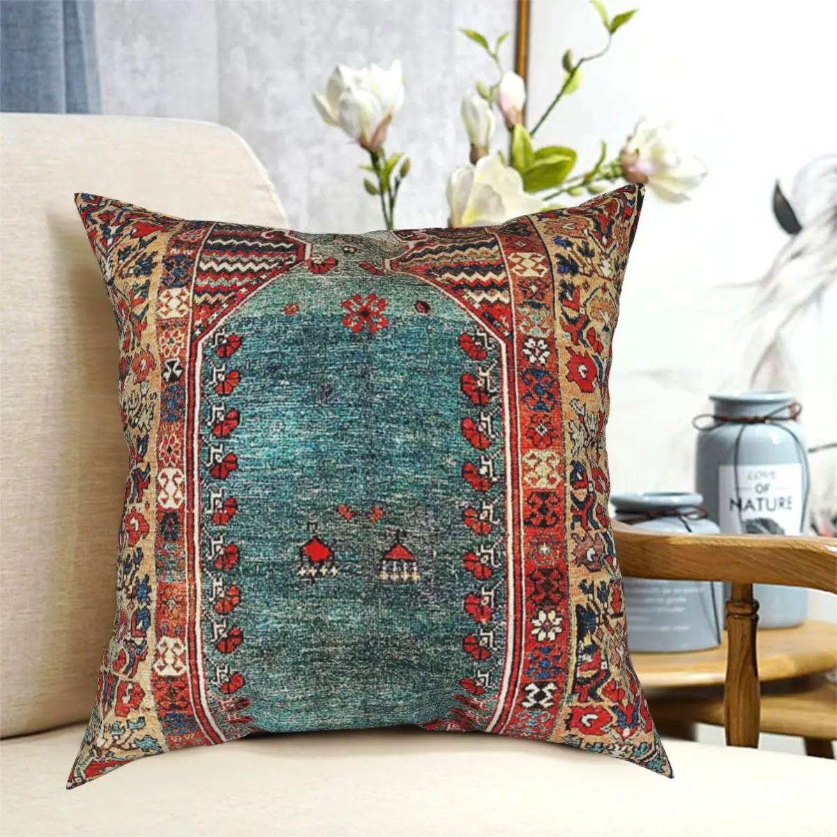 

Boho Stripes Kurdish East Anatolian Niche Rug Print Floor Pillow Cushion Cover Decorative Pillowcases Case Home Sofa Cushions