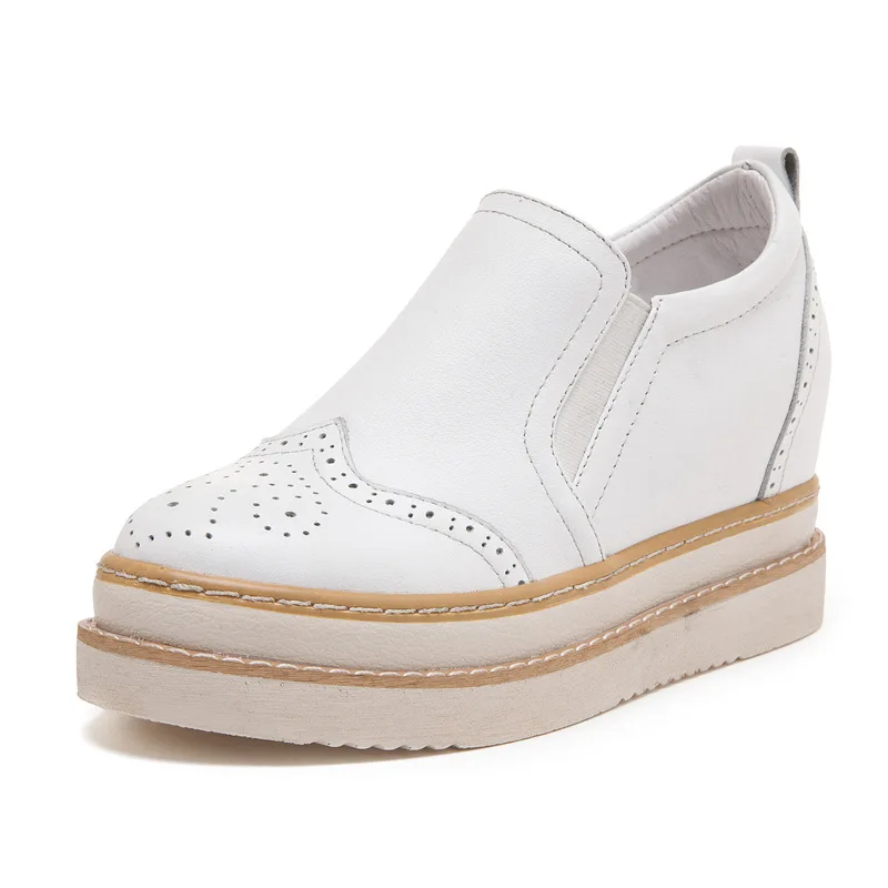 

New leisure autumn 2021 women's inner heightening shoes in leather women's single shoes thick soled leisure Women's shoes