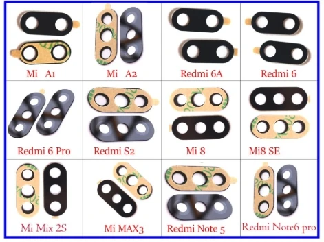 Стеклянные линзы для задней камеры с наклейкой 50 шт. запасные части Xiaomi Mi 9 8 Lite Se A1