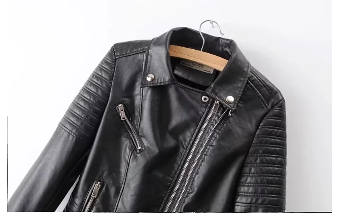 New Fashion Women Smooth Motorcycle Faux Leather Jackets Ladies Long Sleeve Autumn Winter Biker Streetwear Black Coat enlarge