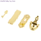 1:12 миниатюрные металлические латунные ручки для кукольного домика, набор ключей с замочной скважиной, дверной аксессуар, дверной замок с для ключей, игрушек