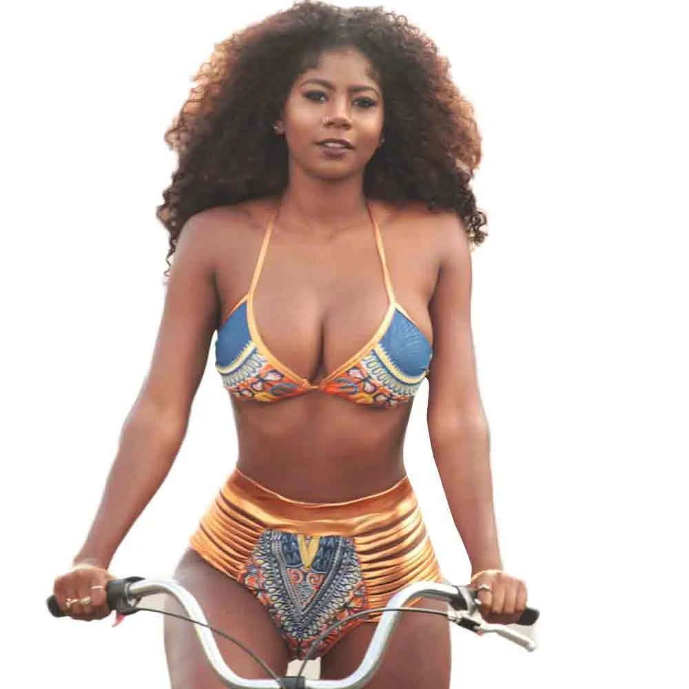 

bathing suit women sexy bikinis Women sexy brazilian African Print Bikini Set Swimwear Padded Bra Swimsuit Beachwear XL C1046