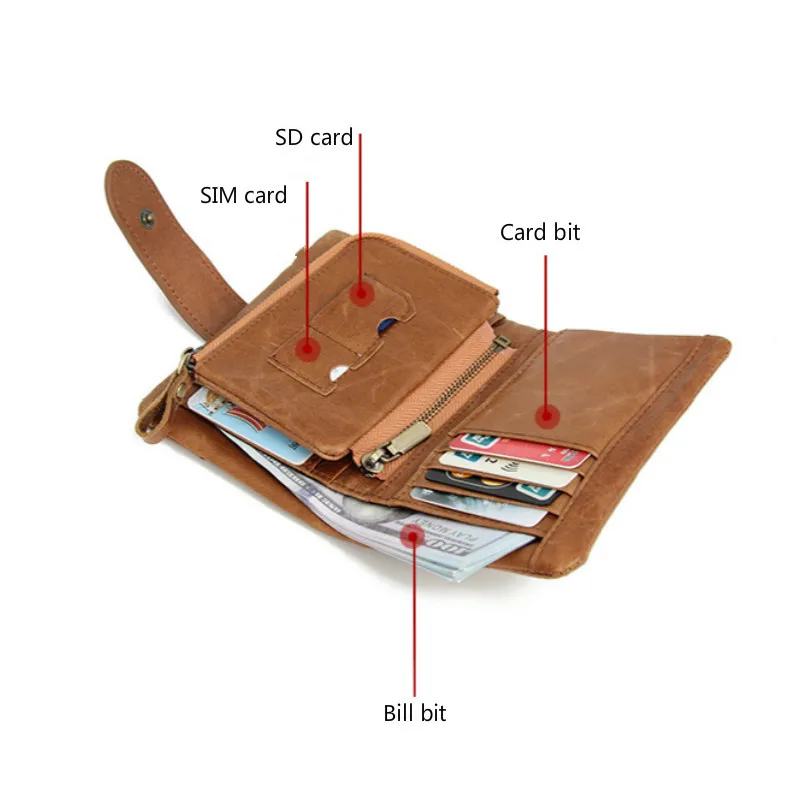 

The First Layer Cowhide Antimagnetic RFID Men's Wallet Multifunctional Card Holder Fashion Retro Vertical Coin Purse