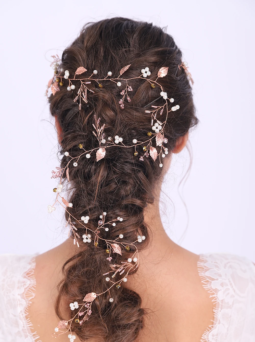 Свадебные аксессуары для невесты корона принцессы из розового золота с листьями
