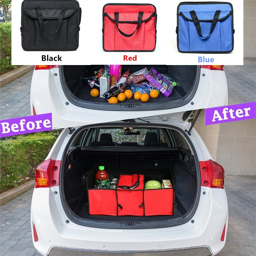 Hot Sale Black Red Foldable Multi Compartment Fabric Hippo Car Storage Basket Trunk Organizer Cooler Set Box | Автомобили и