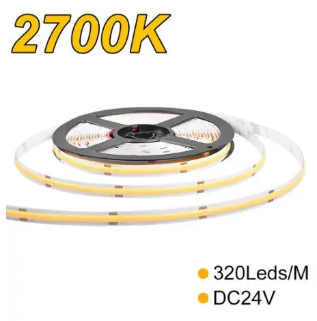IP20 5M CRI90 High Density Flexible FOB COB Led Light 320 480 528 LEDs DC12V 24V 2700K 3000K 4000K 6000K Linear Strip | Лампы и