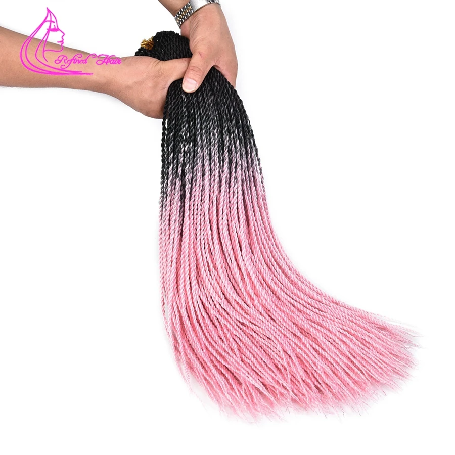Черно-розовые Омбре вязаные волосы ручной работы Сенегальские твист косы для