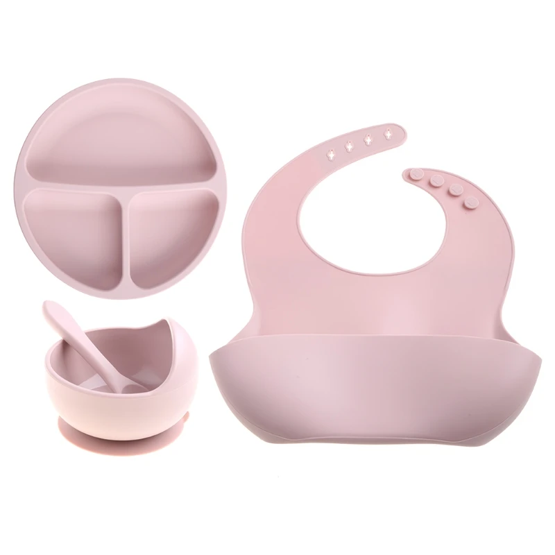 

DXAD 4Pcs/set Silicone Baby Feeding Bowl Tableware Spoon BPA Free Silicone Dishes