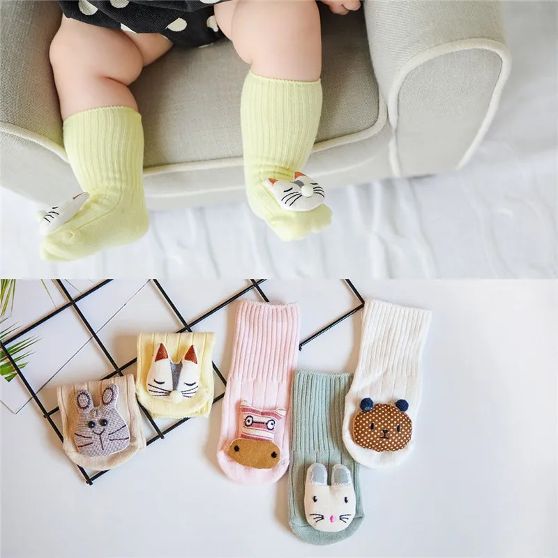

4 Pairs/Pack Infant Baby Cotton Socks Newborn Soft Long Sock High Quality Sokken Toddler Lovely 3D Cartoon Socks Set 0-12M