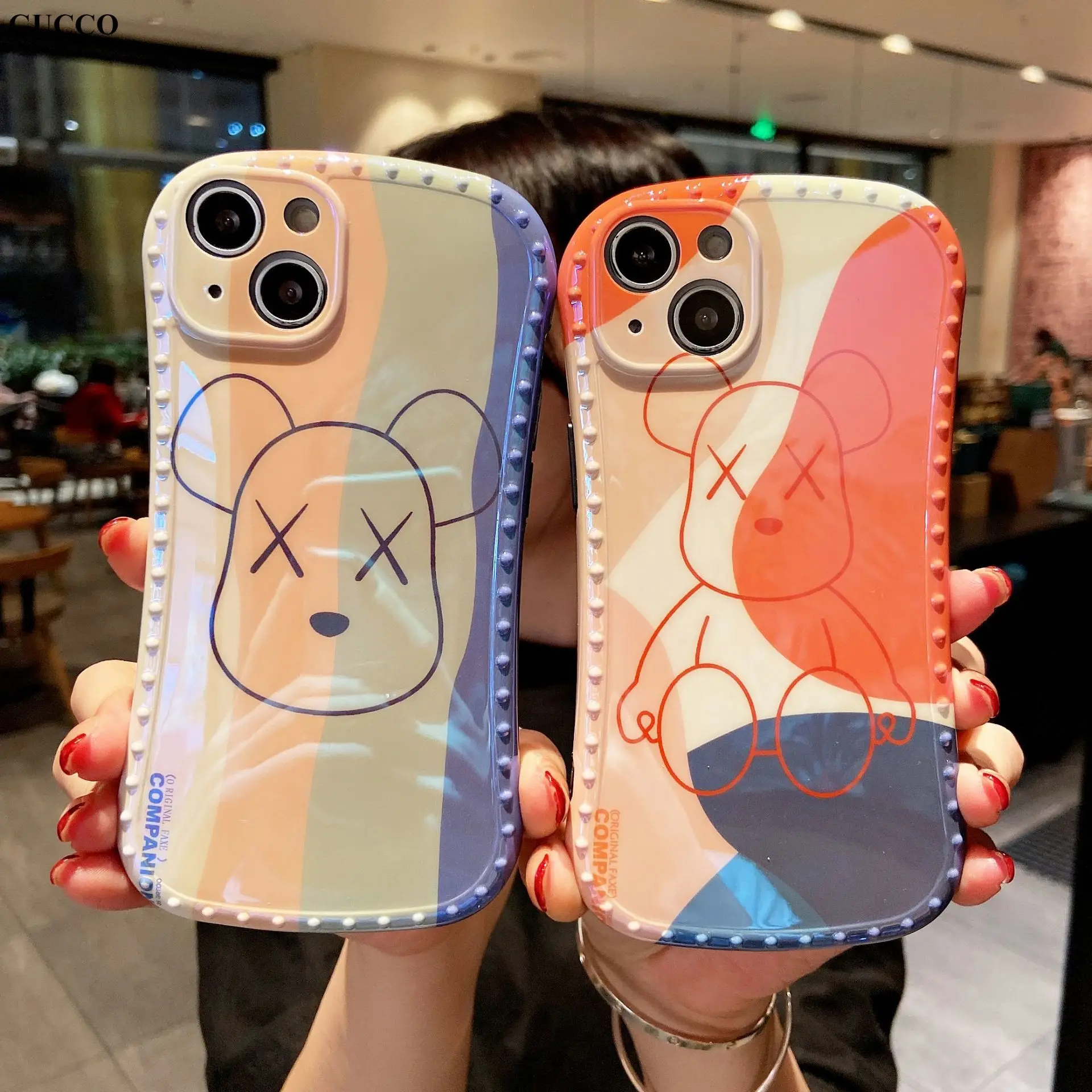 

Kawaii Cute Xx Bear Bearbricked Kawsed iPhone 13 12 11 Pro Max Cases Xsmax Xr 7 8 Plus Full Cover Y2k Aesthetic Tide Trendy Girl