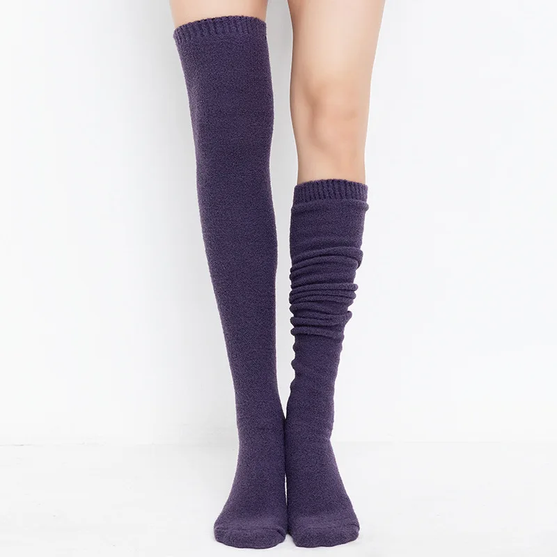 

Thigh High Socks Women Sock Autumn And Winter New Solid Color High Socks Thickened Over The Knee Ladies Long Pile Pile Socks